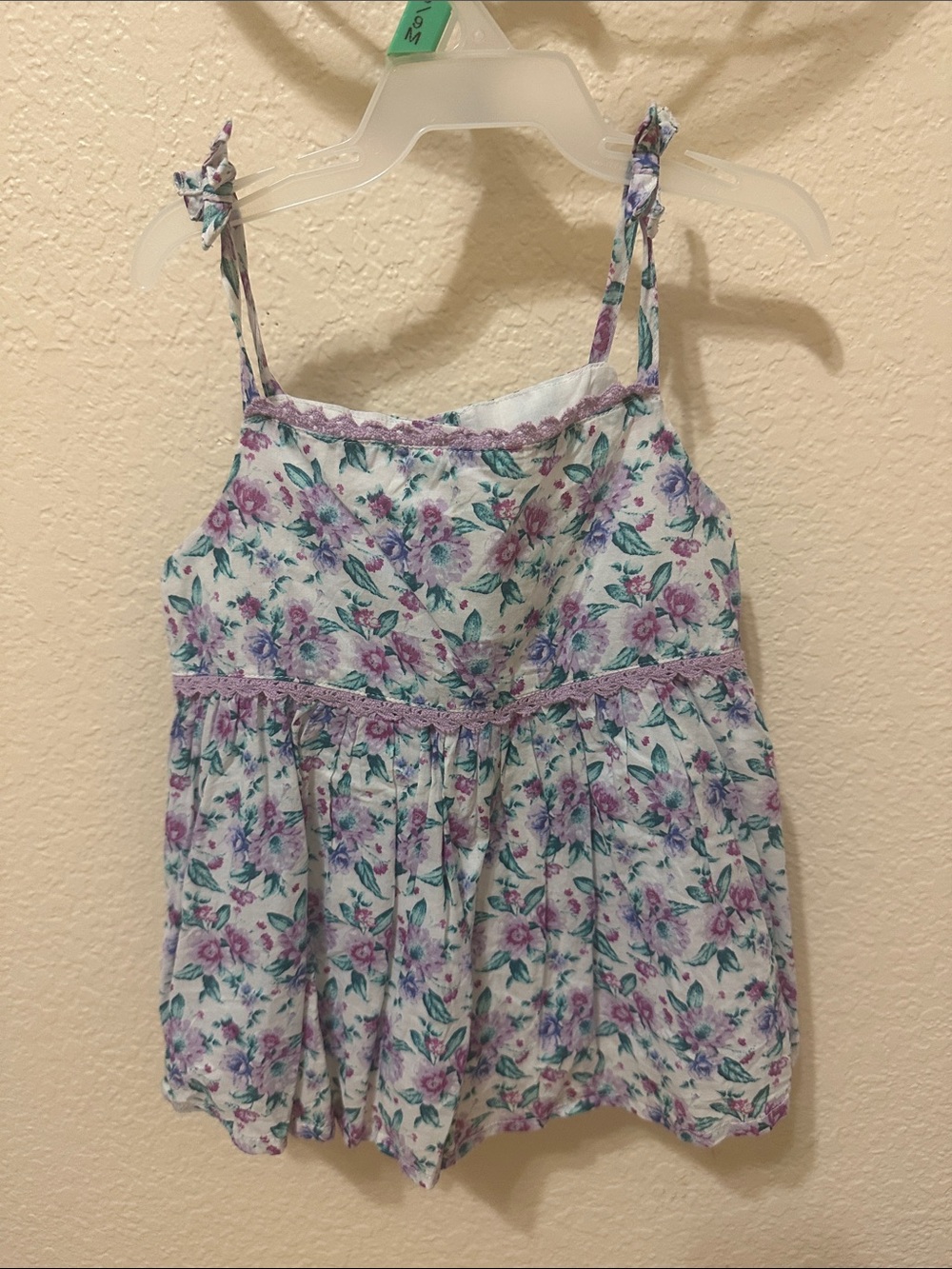 3/30$ Girls Floral Spaghetti-Strap top with Lavender Trim